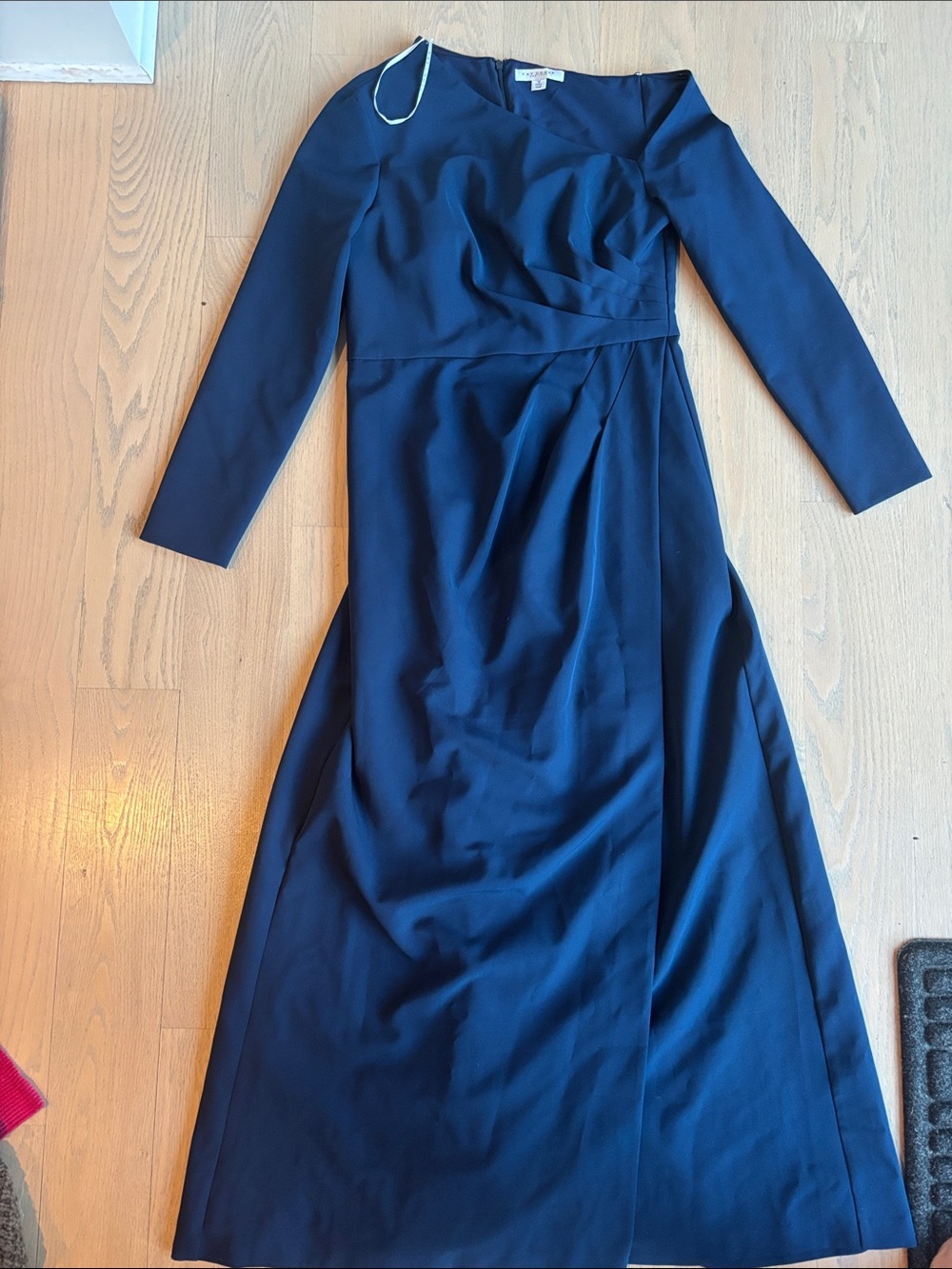 Elegant Black Tie Navy Long Sleeve Maxi Dress
